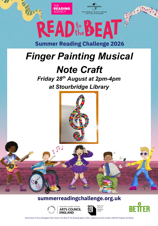 Stourbridge Library - Summer Reading Challenge: Finger Painting Musical Note